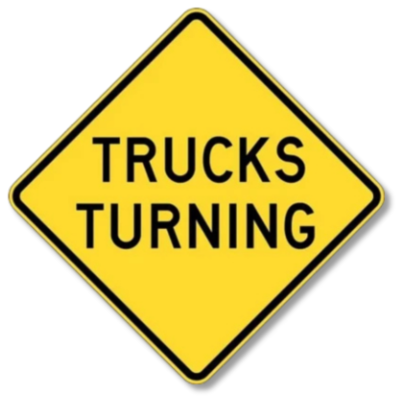 Trucks Turning Sign Class 1 Reflective 600 x 600mm