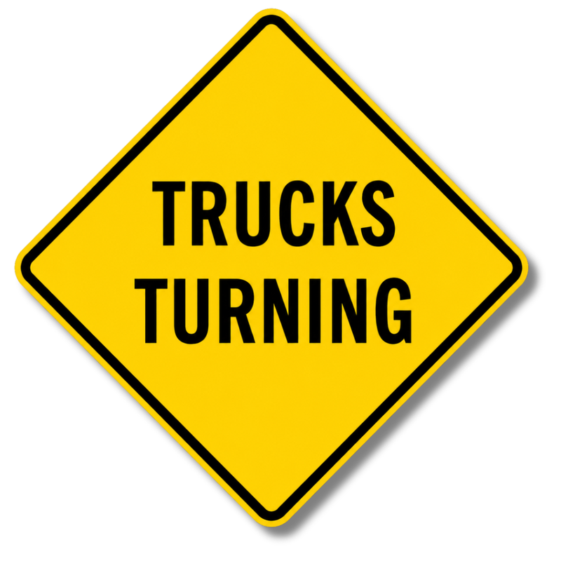 Trucks Turning Sign Class 1 Reflective 750 x 750mm