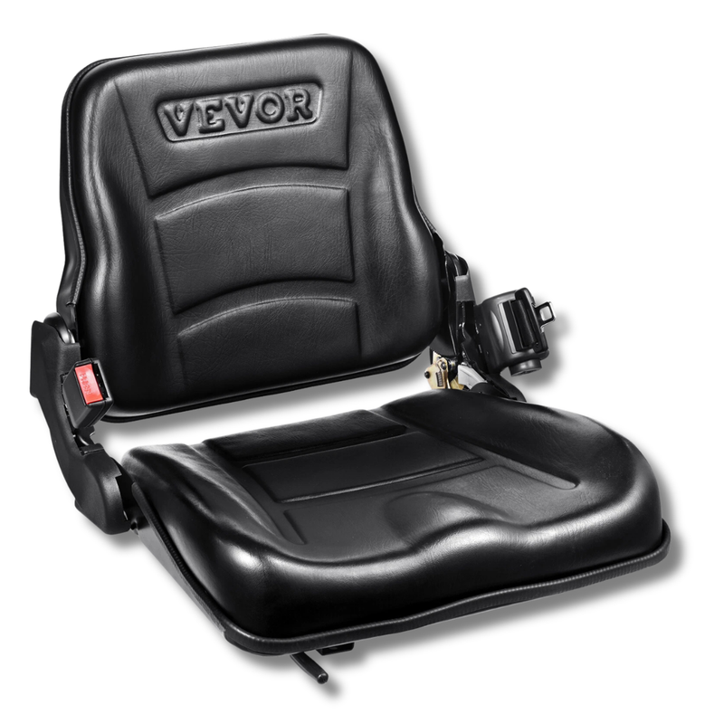 Universal Fold Down Forklift Seat Adjustable Back & Seatbelt