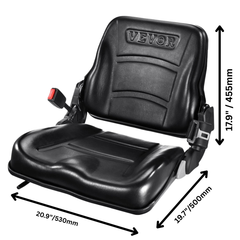 Universal Fold Down Forklift Seat Adjustable Back & Seatbelt
