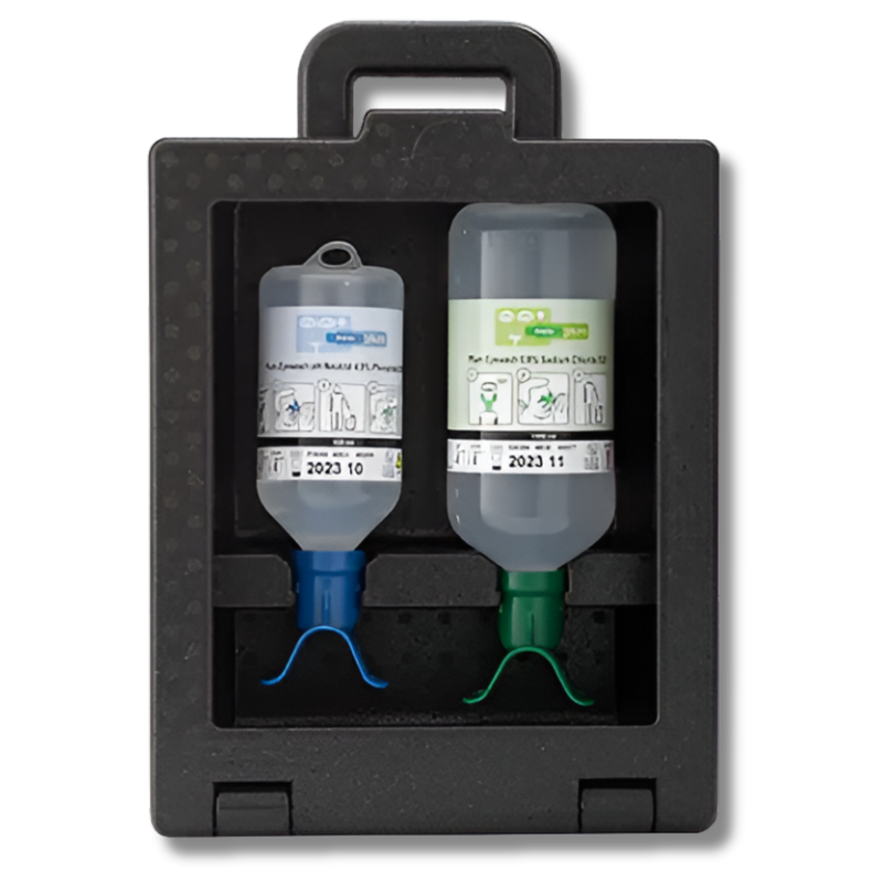 Wall Mounted Dust Proof Dual Eye Eyewash Station with Saline & pH Neutral Solution