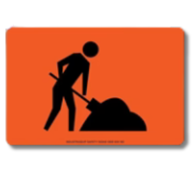 Worker Symbol Digger Man Orange Swing Stand Sign