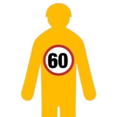 Yellow Corflute Worker Cutout 60km/h Speed Sign