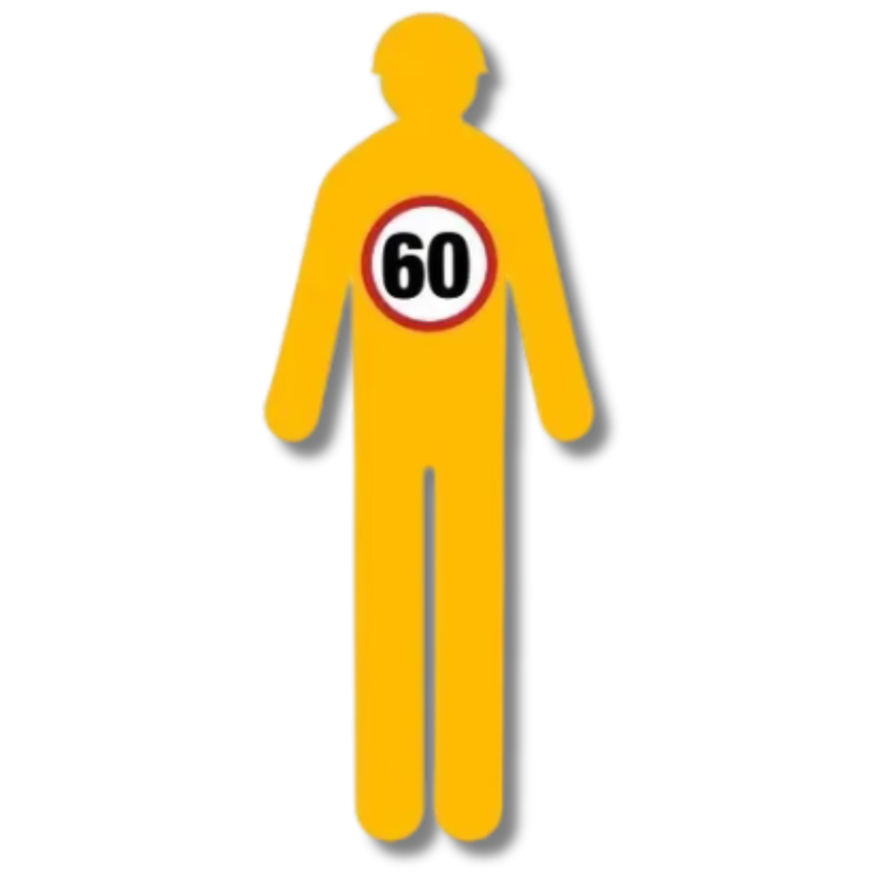 Yellow Corflute Worker Cutout 60km/h Speed Sign