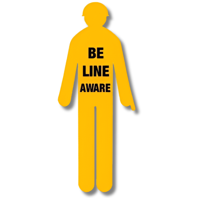 Yellow Corflute Worker Cutout Be Line Aware Sign