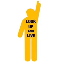 Yellow Corflute Worker Cutout Look Up & Live Sign