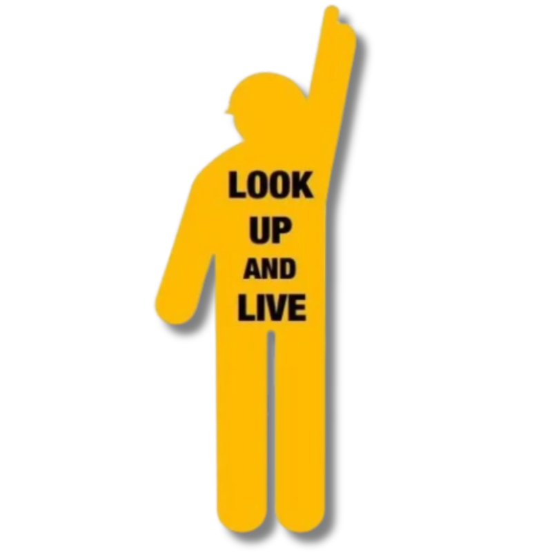 Yellow Corflute Worker Cutout Look Up & Live Sign