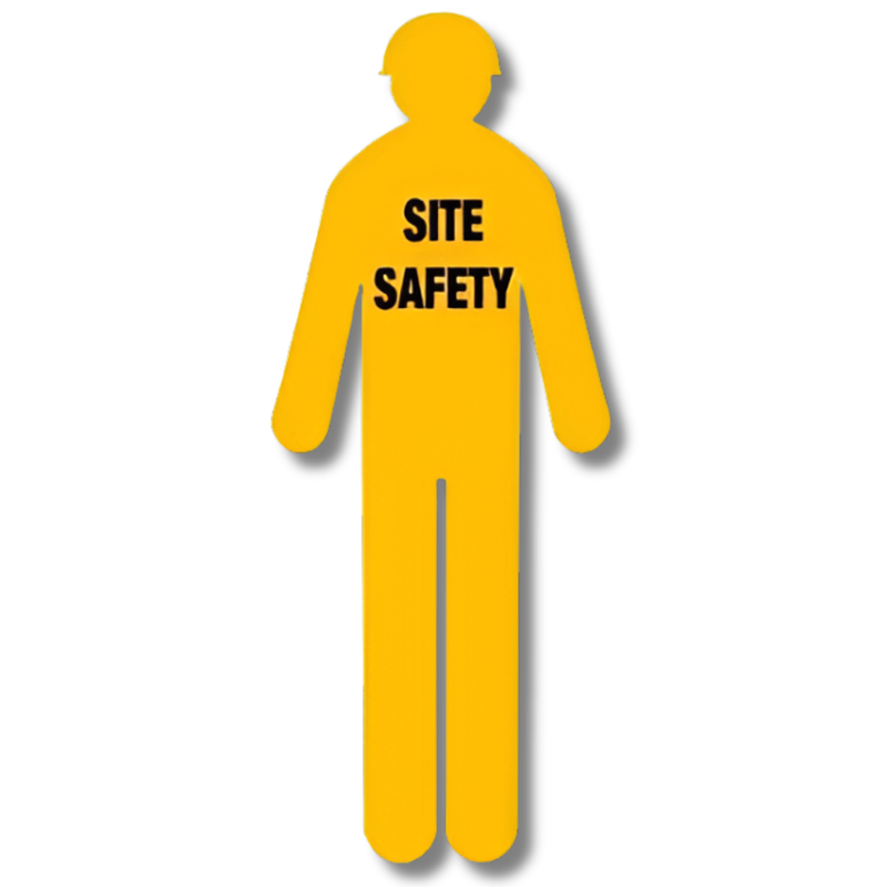Yellow Corflute Worker Cutout Site Safety Sign